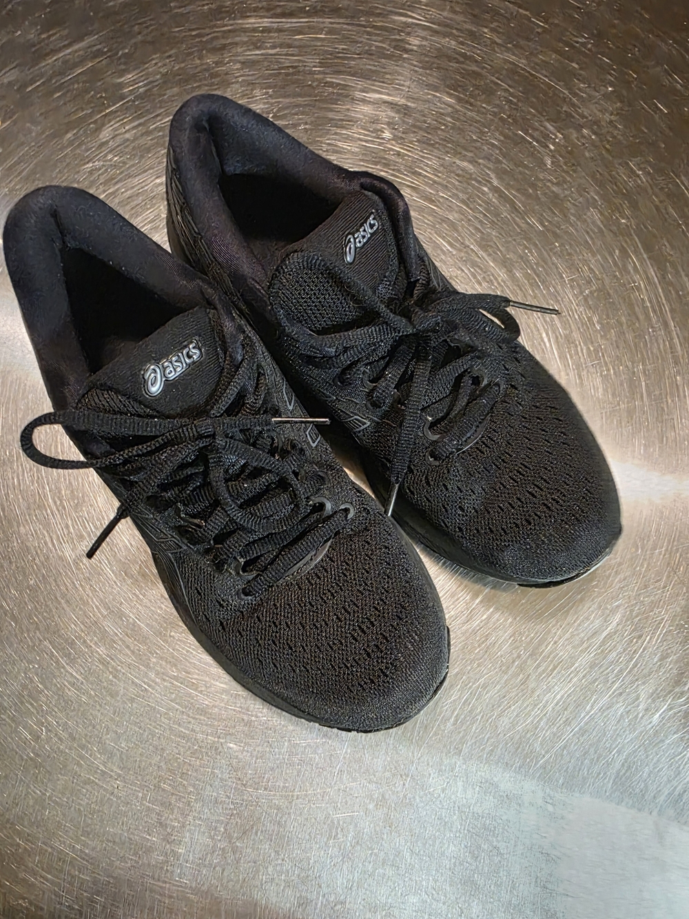 ASICS Women's Black Knit Running Shoes GEL CUMULUS 23 BLACK AND GRAY